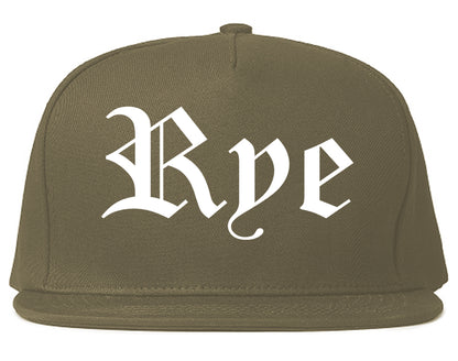 Rye New York NY Old English Mens Snapback Hat Grey