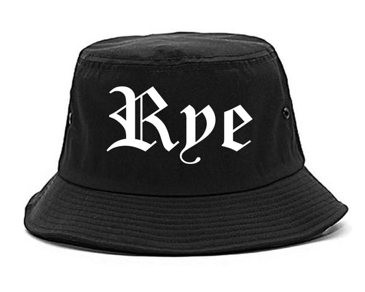 Rye New York NY Old English Mens Bucket Hat Black