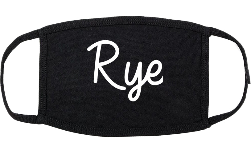 Rye New York NY Script Cotton Face Mask Black