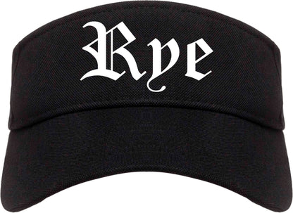 Rye New York NY Old English Mens Visor Cap Hat Black