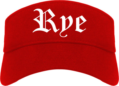 Rye New York NY Old English Mens Visor Cap Hat Red