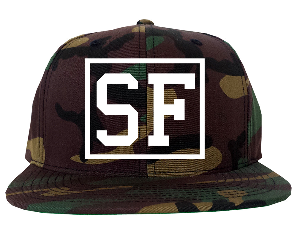 SF San Francisco Box Logo Mens Snapback Hat Camo