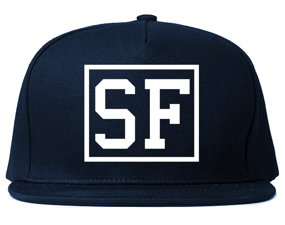 SF San Francisco Box Logo Mens Snapback Hat Navy Blue