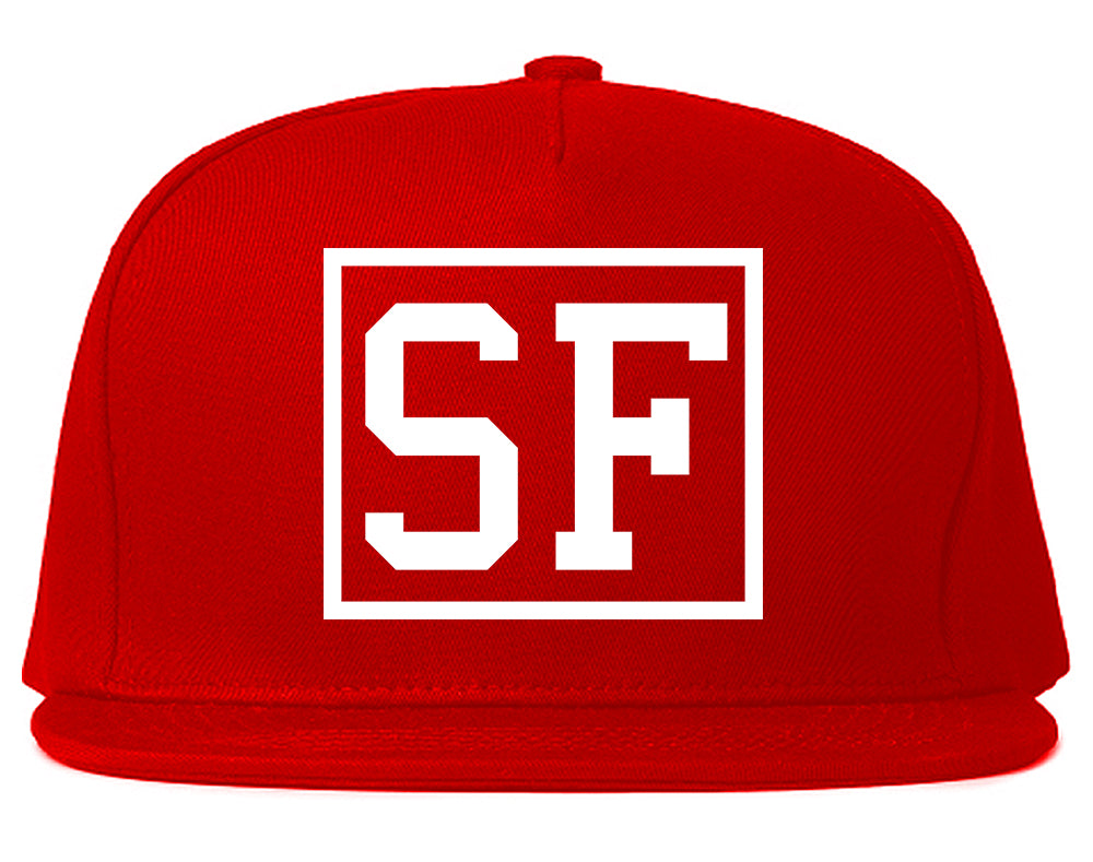 SF San Francisco Box Logo Mens Snapback Hat Red