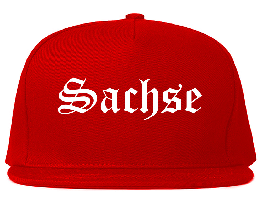 Sachse Texas TX Old English Mens Snapback Hat Red