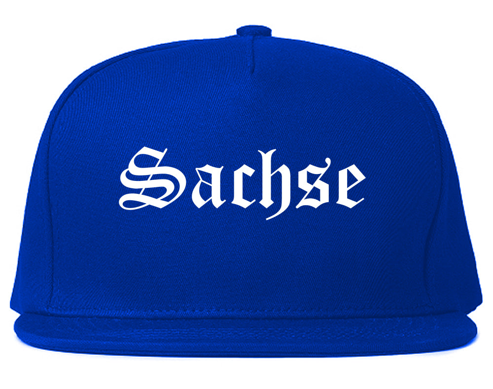 Sachse Texas TX Old English Mens Snapback Hat Royal Blue
