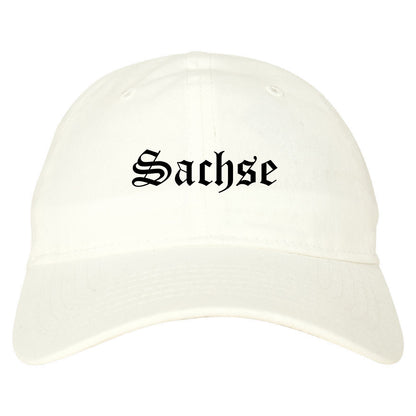 Sachse Texas TX Old English Mens Dad Hat Baseball Cap White
