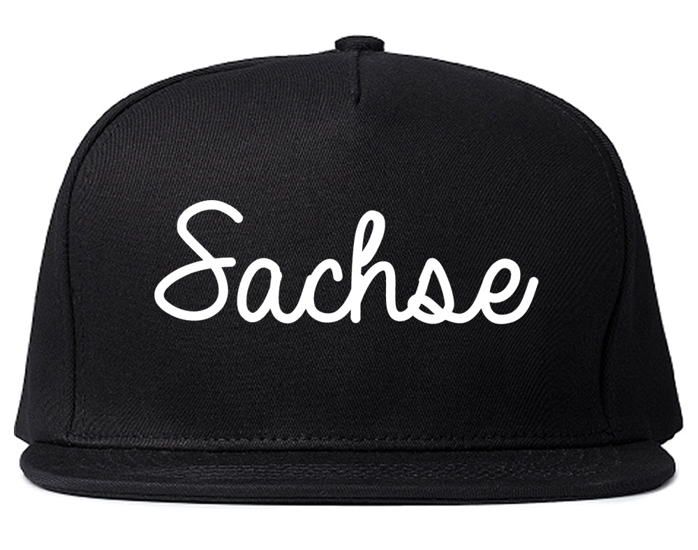 Sachse Texas TX Script Mens Snapback Hat Black