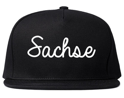 Sachse Texas TX Script Mens Snapback Hat Black