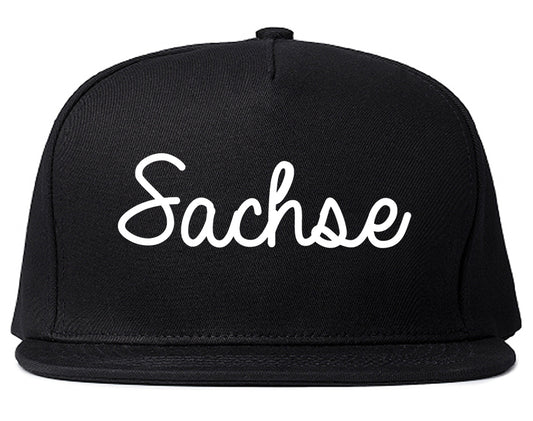 Sachse Texas TX Script Mens Snapback Hat Black