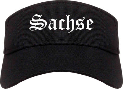 Sachse Texas TX Old English Mens Visor Cap Hat Black