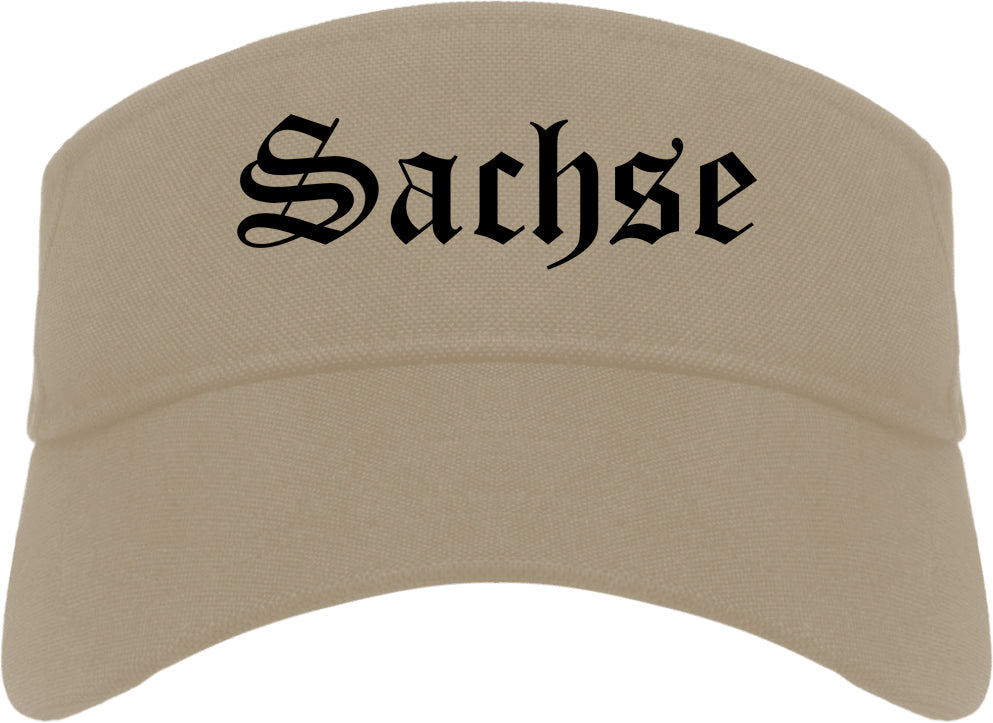 Sachse Texas TX Old English Mens Visor Cap Hat Khaki