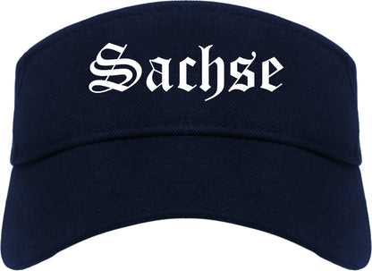 Sachse Texas TX Old English Mens Visor Cap Hat Navy Blue