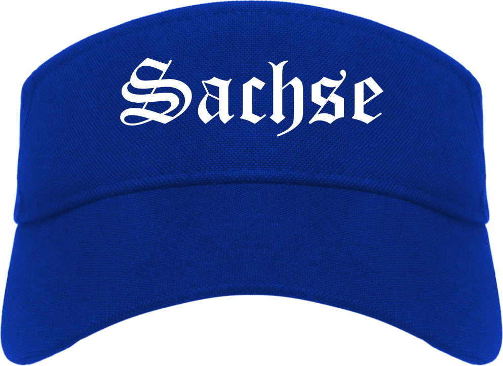 Sachse Texas TX Old English Mens Visor Cap Hat Royal Blue