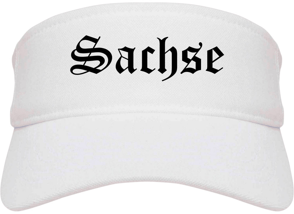 Sachse Texas TX Old English Mens Visor Cap Hat White
