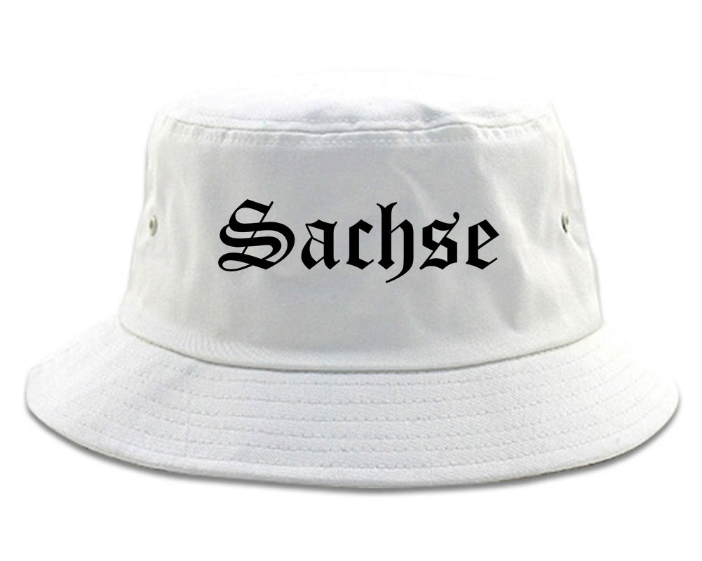 Sachse Texas TX Old English Mens Bucket Hat White