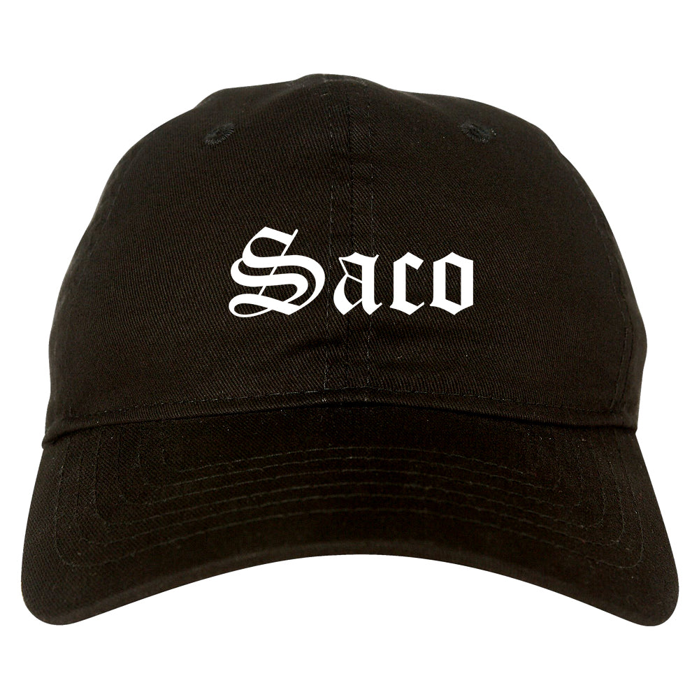 Saco Maine ME Old English Mens Dad Hat Baseball Cap Black