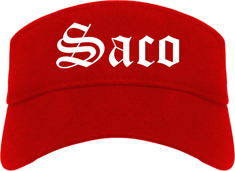 Saco Maine ME Old English Mens Visor Cap Hat Red
