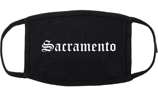 Sacramento California CA Old English Cotton Face Mask Black