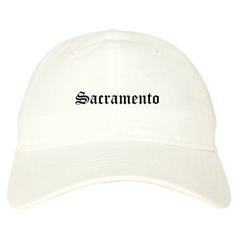 Sacramento California CA Old English Mens Dad Hat Baseball Cap White