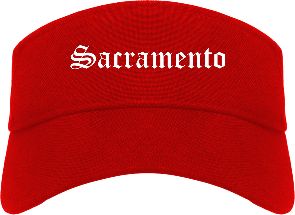 Sacramento California CA Old English Mens Visor Cap Hat Red