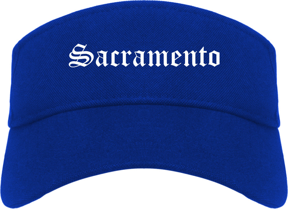 Sacramento California CA Old English Mens Visor Cap Hat Royal Blue