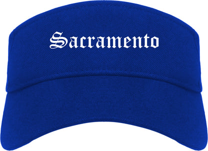 Sacramento California CA Old English Mens Visor Cap Hat Royal Blue