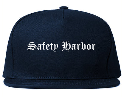 Safety Harbor Florida FL Old English Mens Snapback Hat Navy Blue