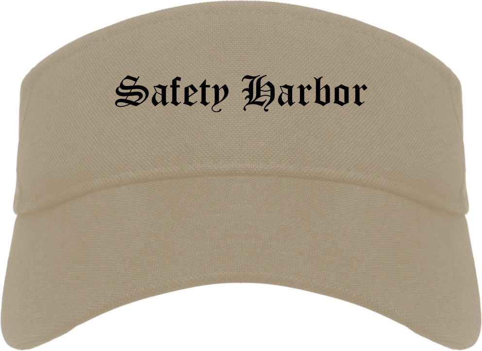 Safety Harbor Florida FL Old English Mens Visor Cap Hat Khaki