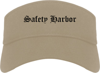 Safety Harbor Florida FL Old English Mens Visor Cap Hat Khaki