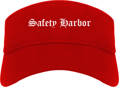 Safety Harbor Florida FL Old English Mens Visor Cap Hat Red