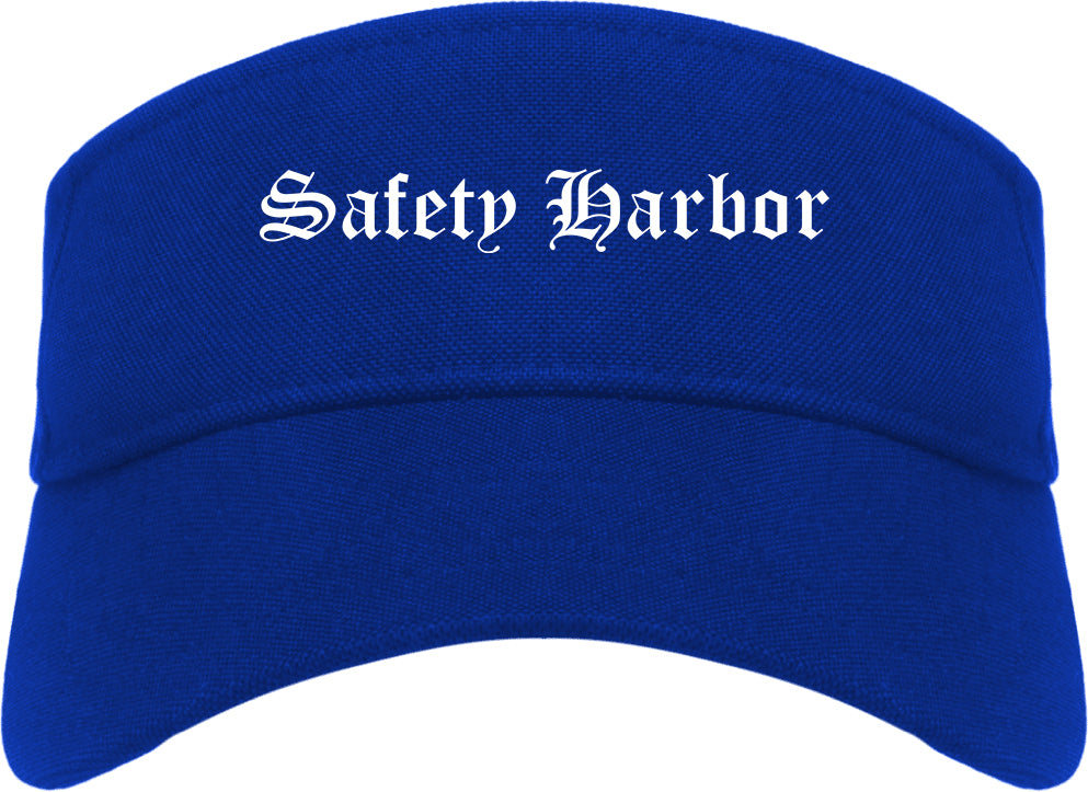 Safety Harbor Florida FL Old English Mens Visor Cap Hat Royal Blue