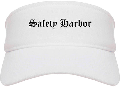 Safety Harbor Florida FL Old English Mens Visor Cap Hat White