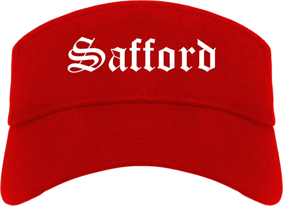 Safford Arizona AZ Old English Mens Visor Cap Hat Red