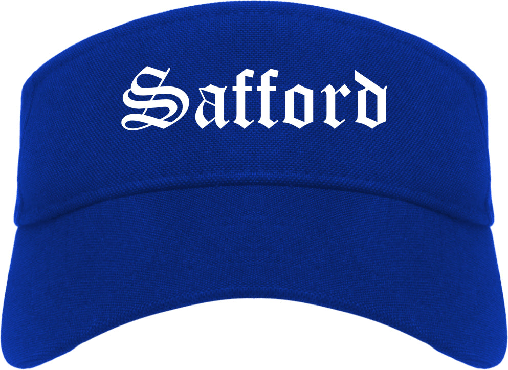 Safford Arizona AZ Old English Mens Visor Cap Hat Royal Blue