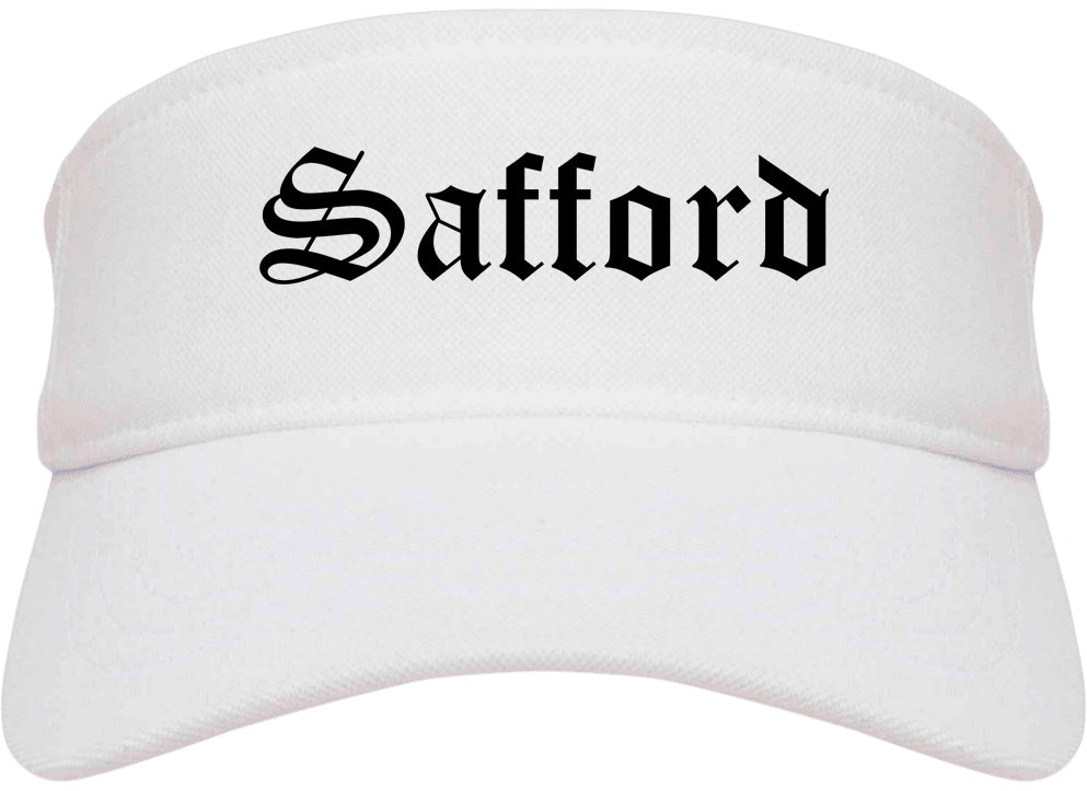 Safford Arizona AZ Old English Mens Visor Cap Hat White