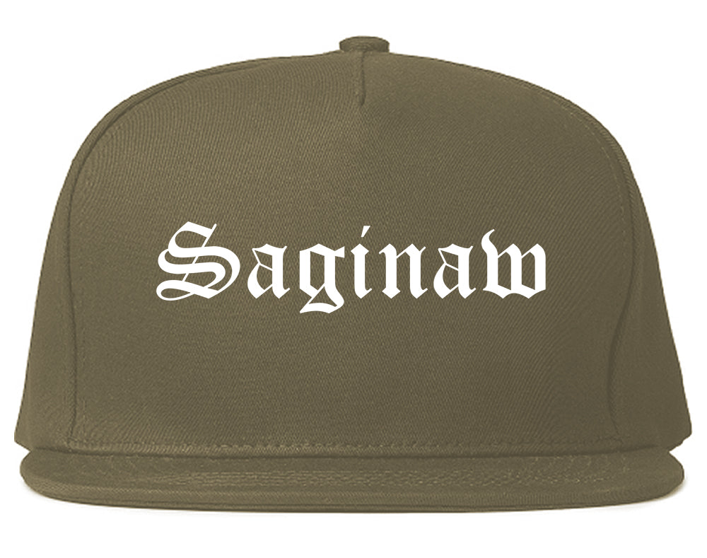 Saginaw Michigan MI Old English Mens Snapback Hat Grey