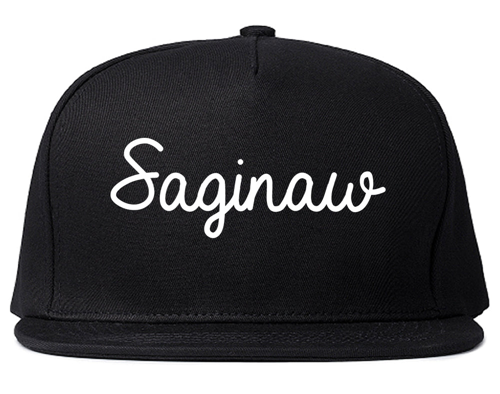 Saginaw Michigan MI Script Mens Snapback Hat Black