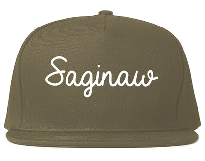 Saginaw Michigan MI Script Mens Snapback Hat Grey