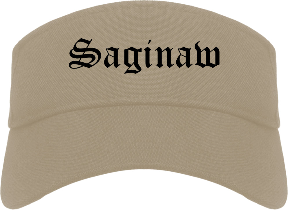 Saginaw Michigan MI Old English Mens Visor Cap Hat Khaki