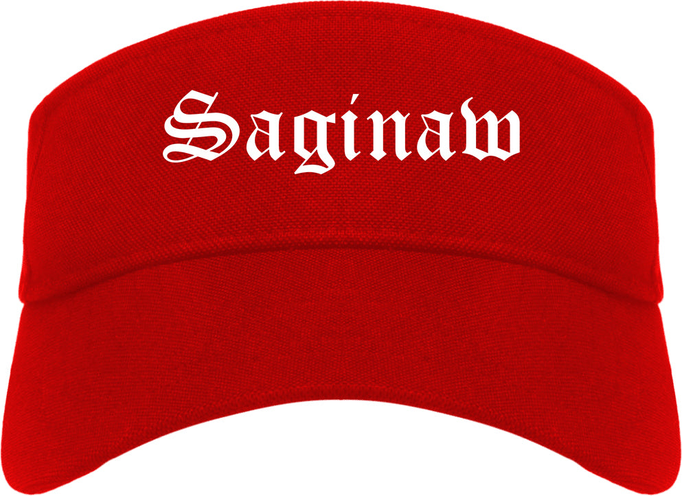 Saginaw Michigan MI Old English Mens Visor Cap Hat Red