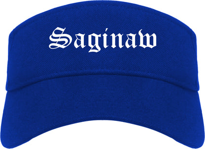 Saginaw Michigan MI Old English Mens Visor Cap Hat Royal Blue