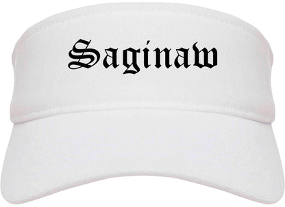 Saginaw Michigan MI Old English Mens Visor Cap Hat White