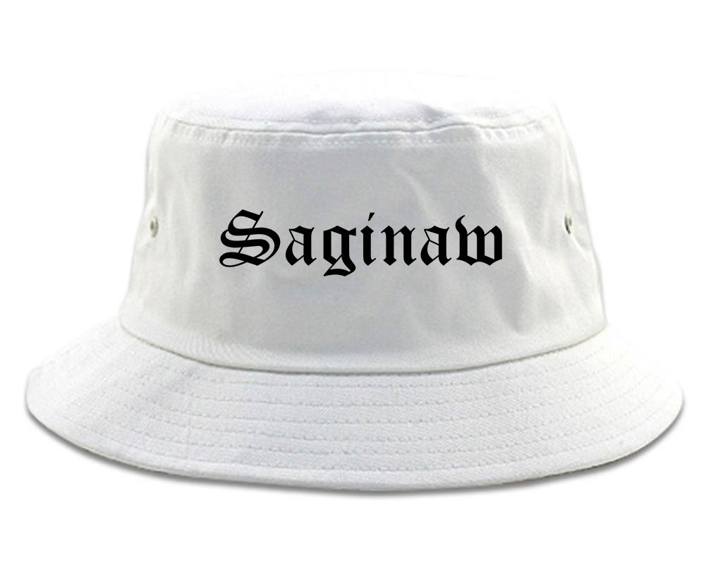 Saginaw Michigan MI Old English Mens Bucket Hat White