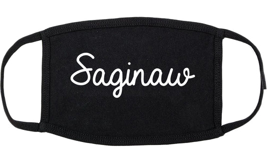 Saginaw Texas TX Script Cotton Face Mask Black