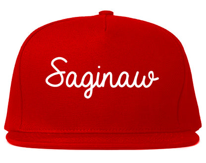 Saginaw Texas TX Script Mens Snapback Hat Red