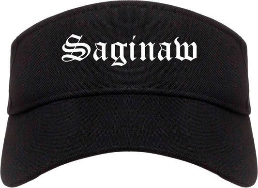 Saginaw Texas TX Old English Mens Visor Cap Hat Black