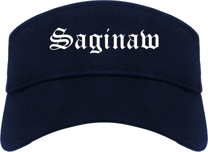 Saginaw Texas TX Old English Mens Visor Cap Hat Navy Blue