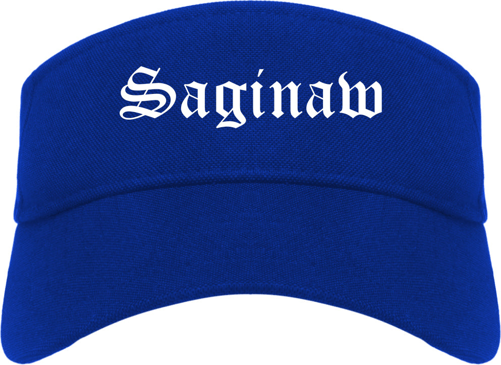 Saginaw Texas TX Old English Mens Visor Cap Hat Royal Blue