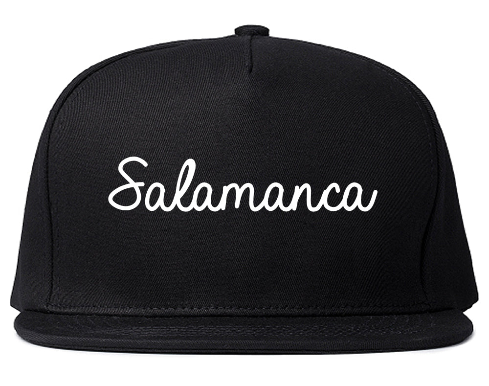 Salamanca New York NY Script Mens Snapback Hat Black